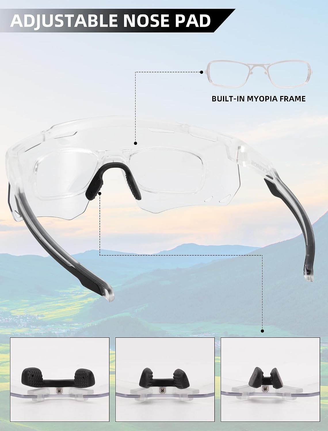 image:imageROCKBROS Photochromic Cycling Glasses Antifog Photochromic Sunglasses UV Protection Mountain Bike GlassesWhite