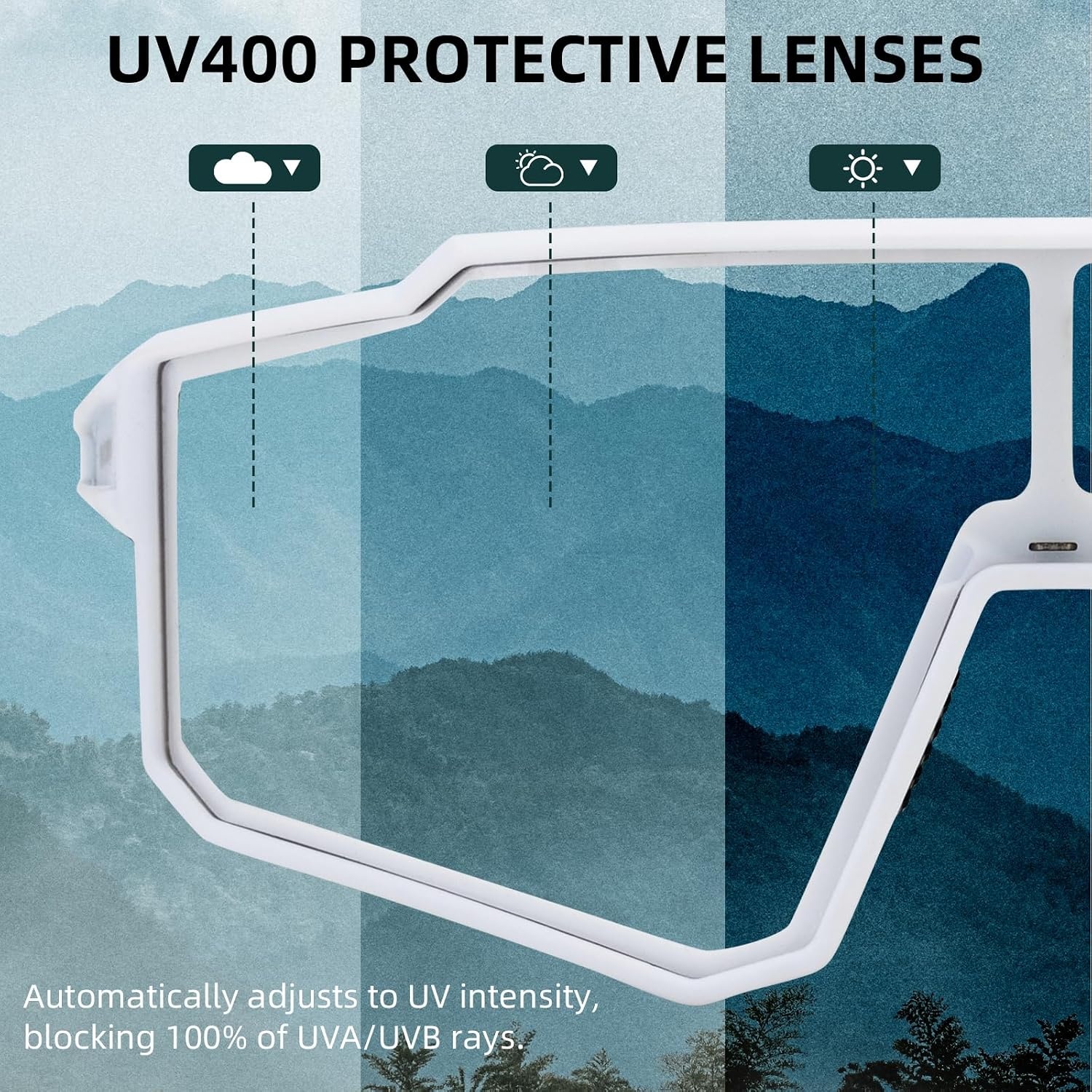 image:imageROCKBROS Photochromic Cycling Glasses UV400 Sports Sunglasses for Men Women Clear Biking Glasses for Baseball Running MTB Riding Golf Fishing