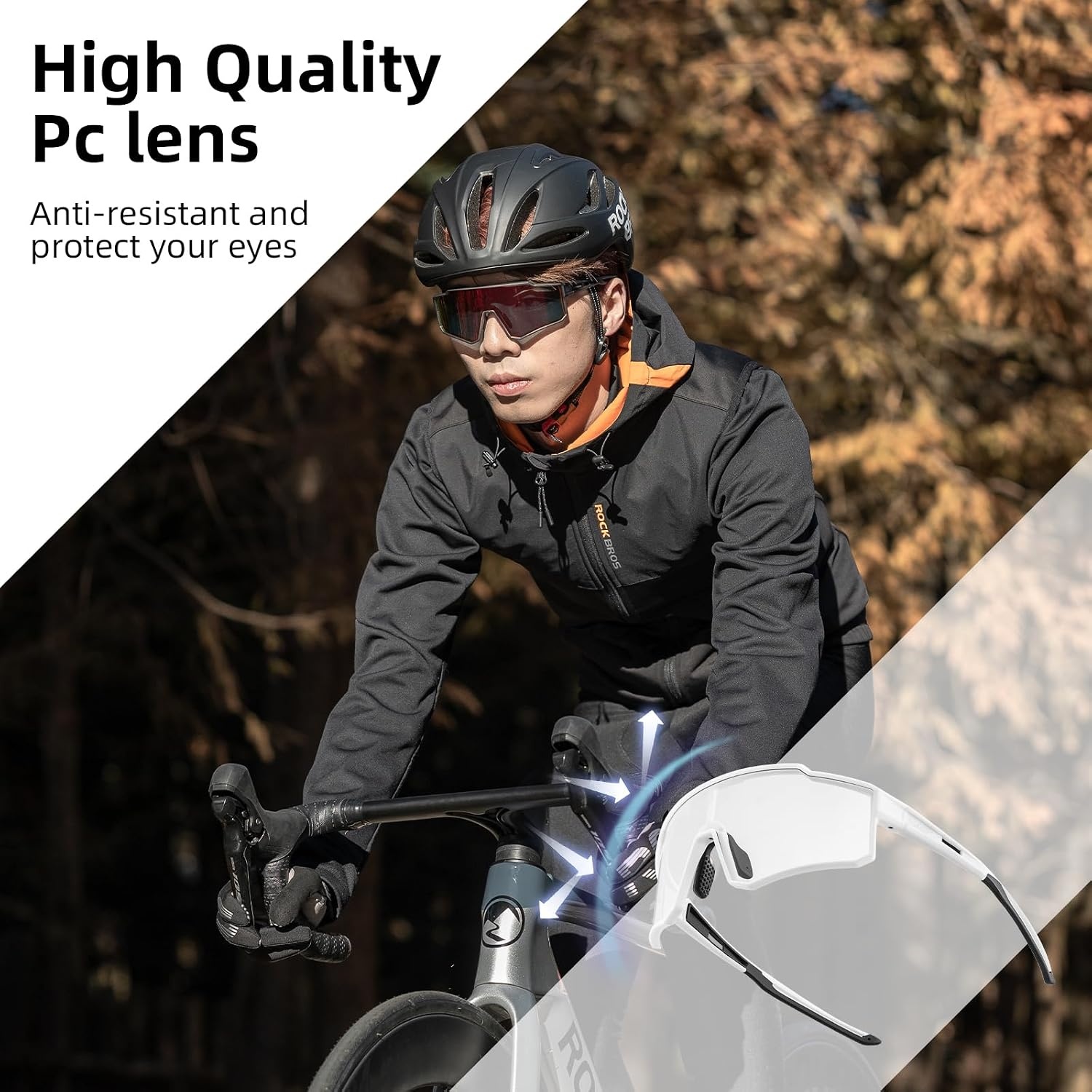 image:imageROCKBROS Photochromic Cycling Glasses UV400 Sports Sunglasses for Men Women Clear Biking Glasses for Baseball Running MTB Riding Golf Fishing