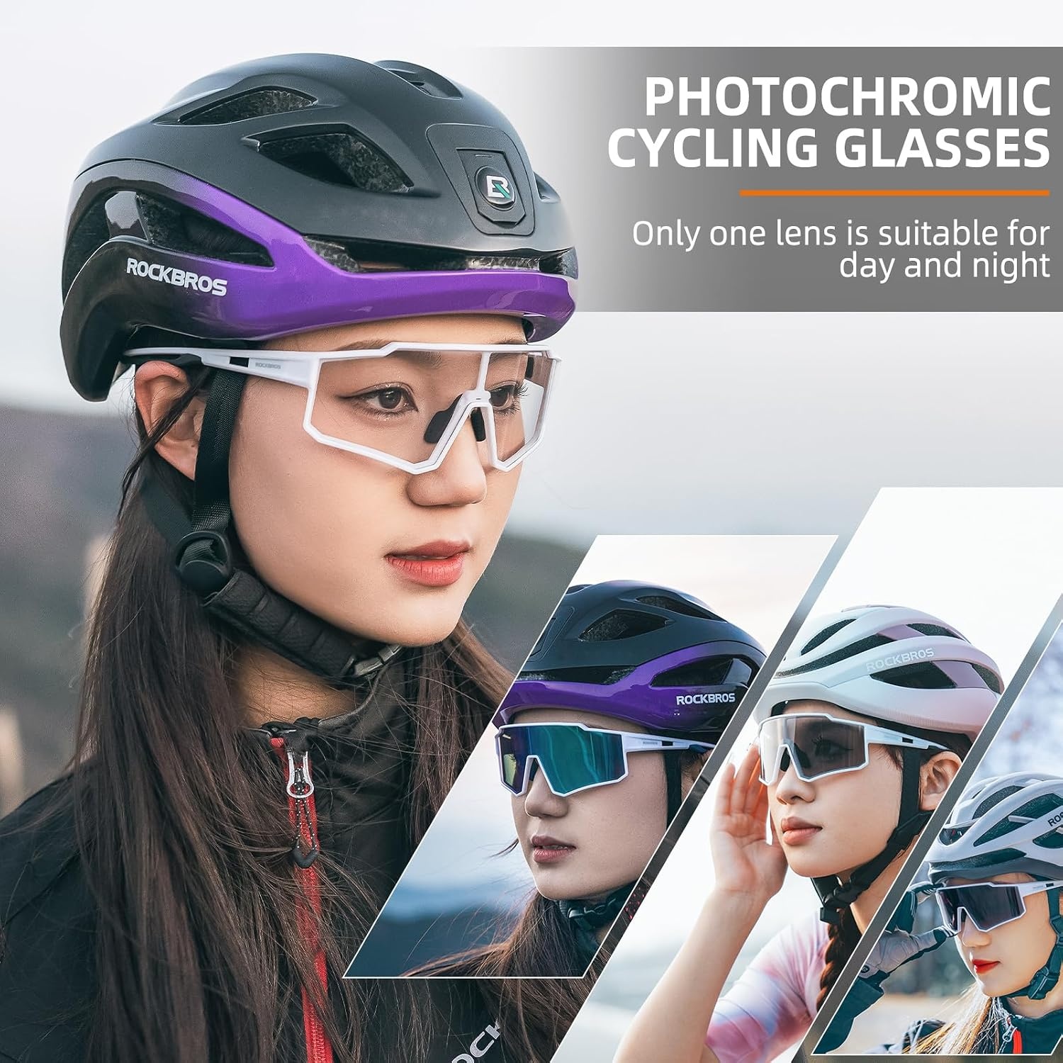 image:imageROCKBROS Photochromic Cycling Glasses UV400 Sports Sunglasses for Men Women Clear Biking Glasses for Baseball Running MTB Riding Golf Fishing