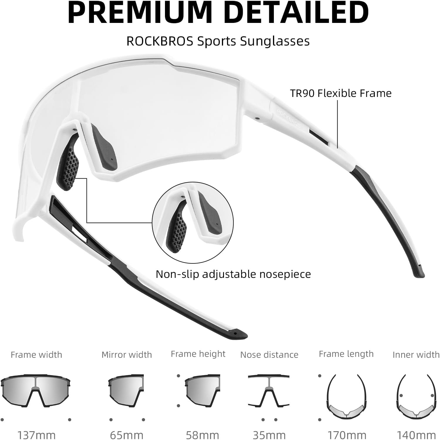 image:imageROCKBROS Photochromic Cycling Glasses UV400 Sports Sunglasses for Men Women Clear Biking Glasses for Baseball Running MTB Riding Golf Fishing