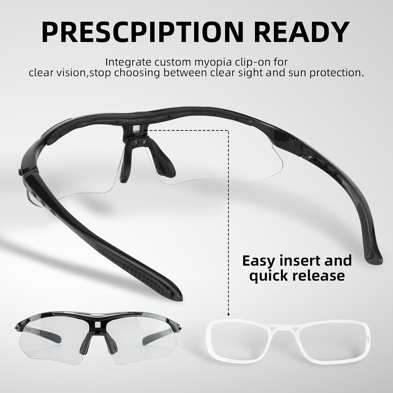 image:imageROCKBROS Pickleball Glasses for Men Women ANSI Z871 Photochromic Sports Sunglasses UV400 Protection Interchangeable StrapBlack