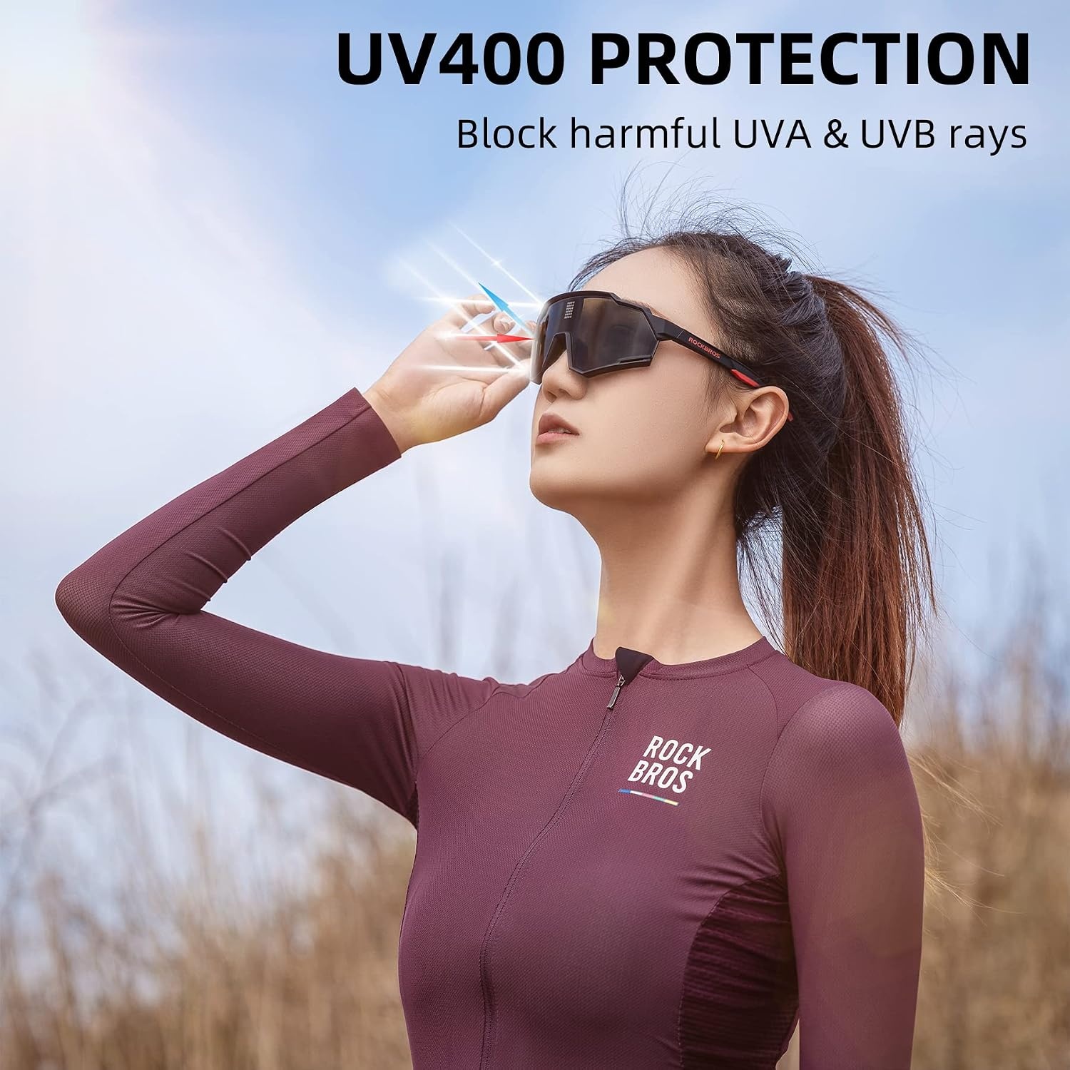 image:imageROCKBROS Polarized Photochromic Sports Sunglasses Smart Cycling Sunglasses for Men Women Cycling UV Protection