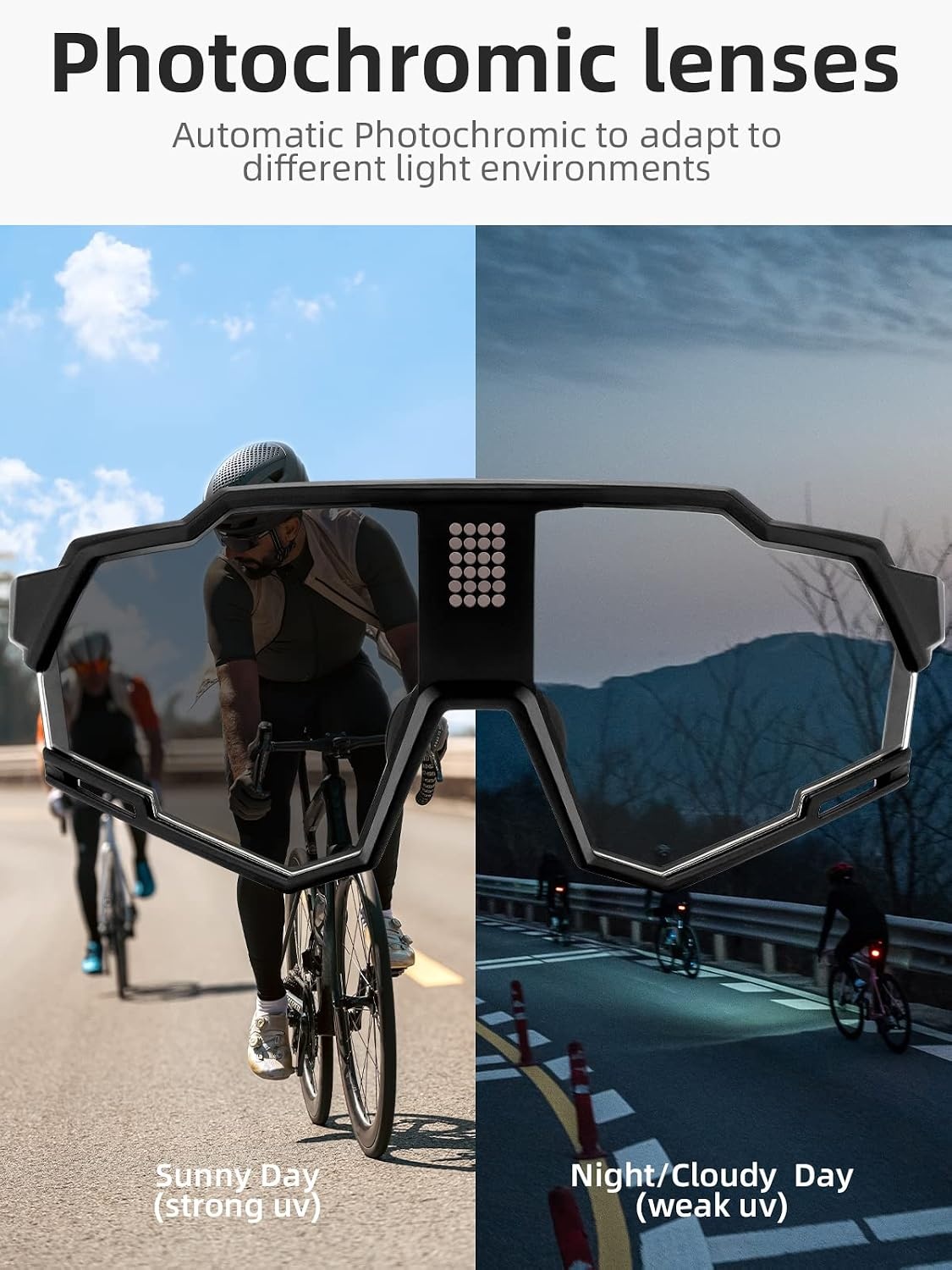 image:imageROCKBROS Polarized Photochromic Sports Sunglasses Smart Cycling Sunglasses for Men Women Cycling UV Protection