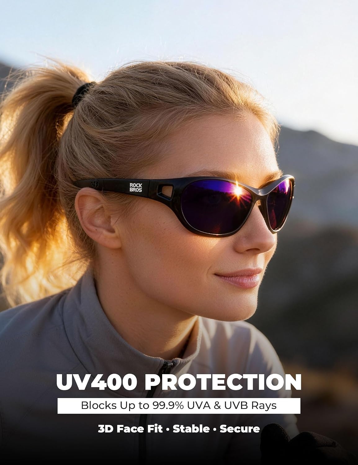 image:imageROCKBROS Polarized Sports Sunglasses Men Women Cycling Running Glasses UV400 Protection TR90 Ultralight Wraparound SunglassesBlack