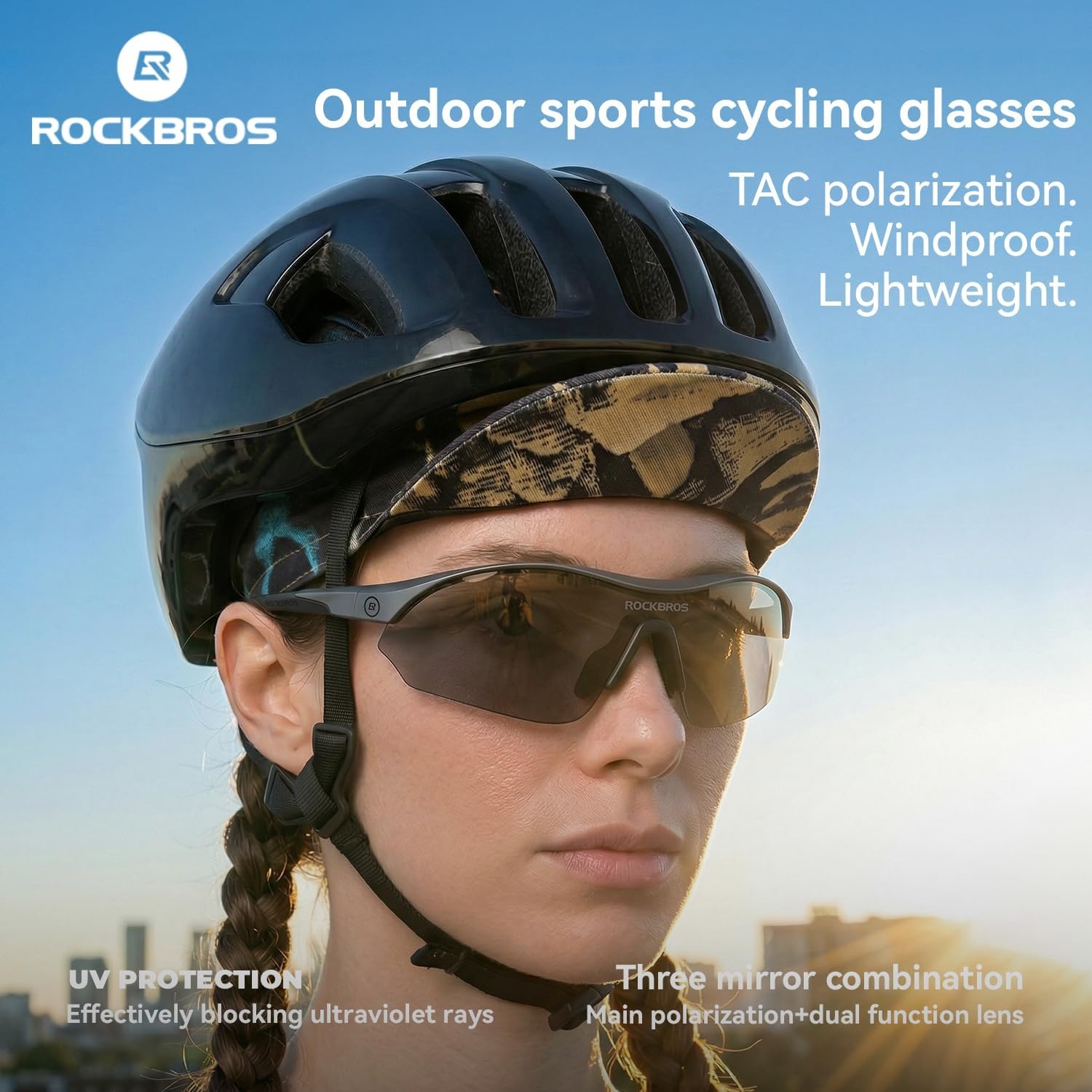 image:imageROCKBROS Polarized Sports Sunglasses with 3 Interchangeable Lens Cycling Sun Glasses for Men Women Baseball Running GolfGray Polarized Lens Gray Frame