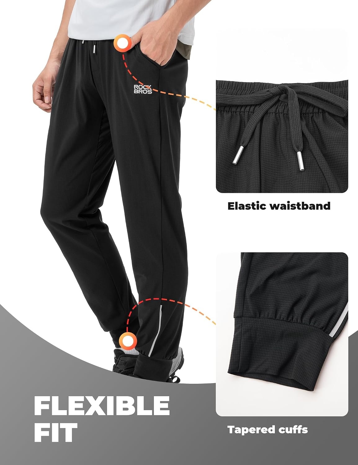 image:imageROCKBROS Summer Cycling Pants for Men Breathable Bike Pants with Pocket Lightweight Road Mountain Biking Pants