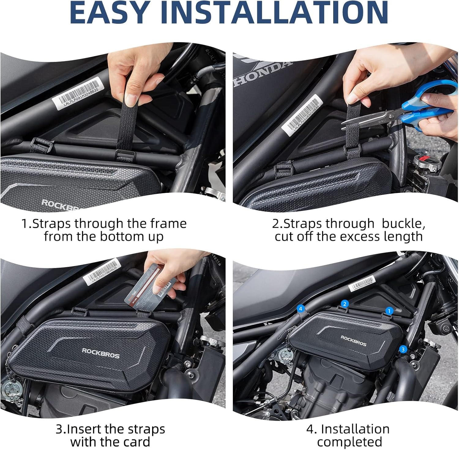 image:imageROCKBROS Triangle Side Bag EVA Hard Shell Motorcycle Storage Bags Waterresistant Tail Bag 2PcsBlackleft