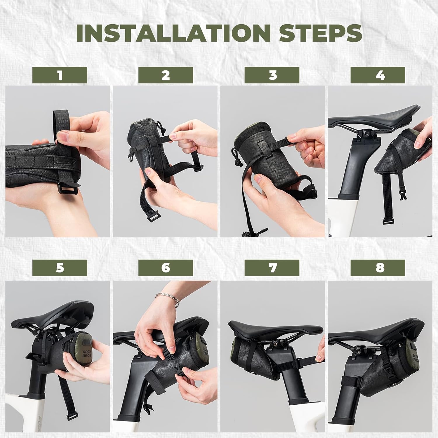 image:imageROCKBROS Ultra Lightweight Bike Seat Bag 33g Recyclable Mini Bike Saddle Bag Water Resistant ToolFree Installation Bicycle Seat Pack for Road Bike Commuting Short Trip Cycling