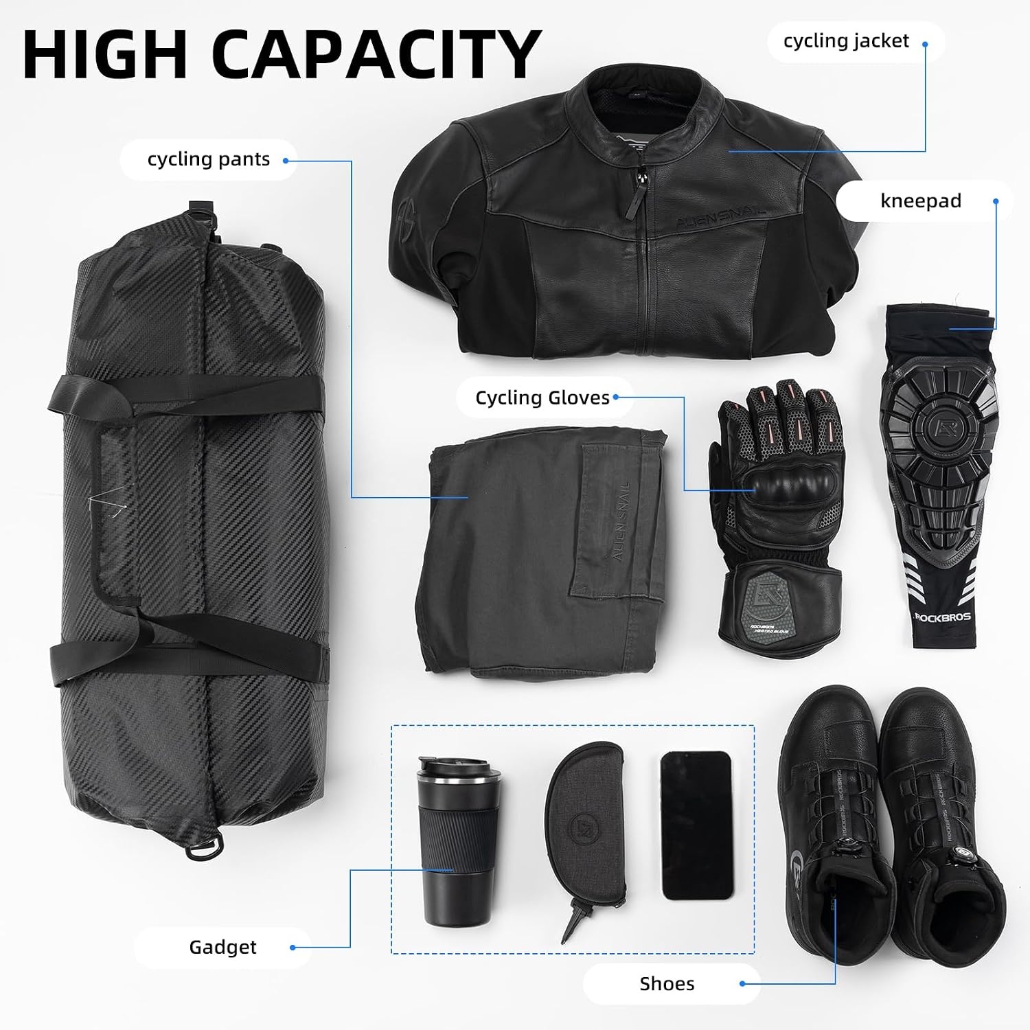 image:imageROCKBROS Waterproof Duffel Bag 2060L Motorcycle Travel Dry Duffel Bag for Motorcycling Boating Kayaking Camping Fishing Outdoor Adventure for Men Womenblack1