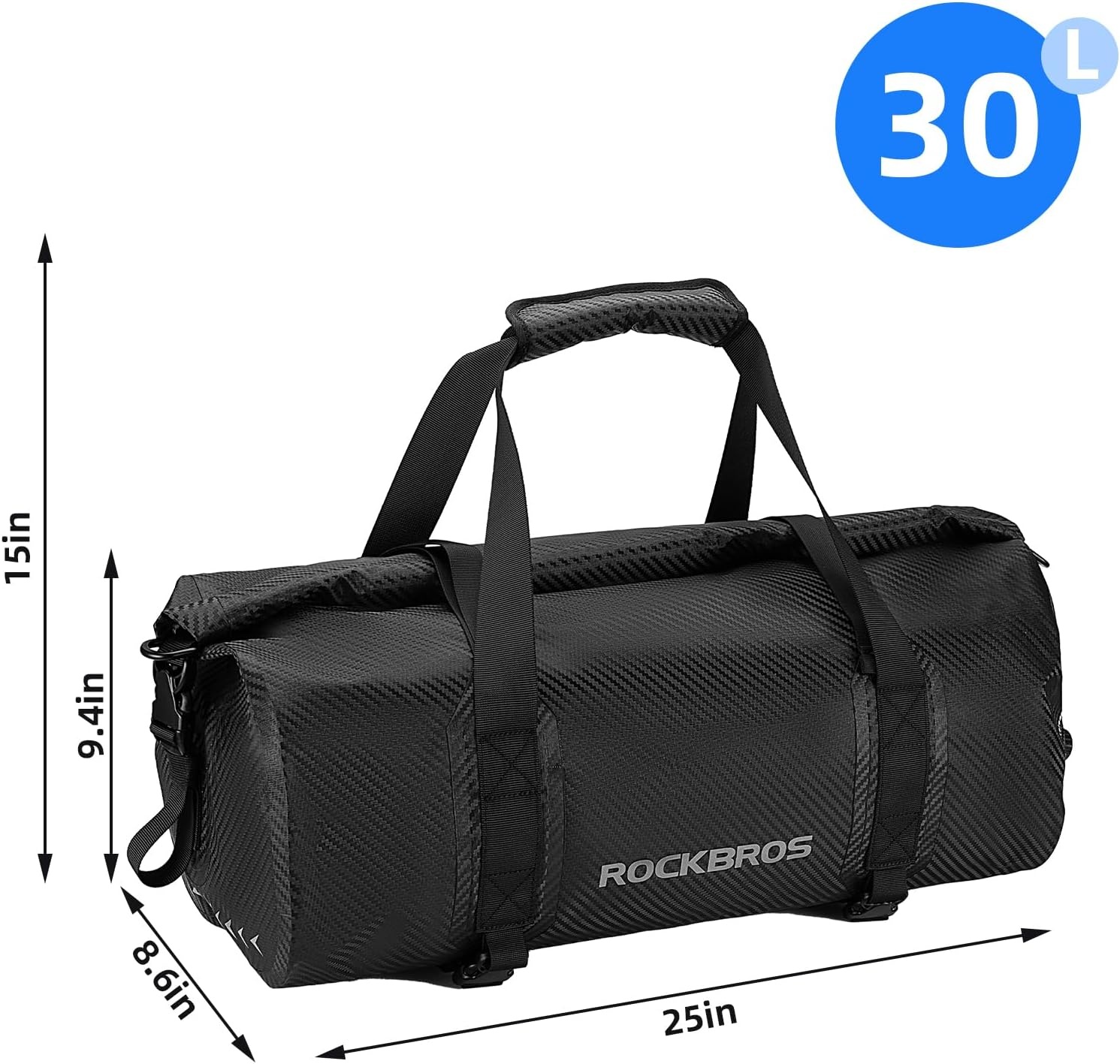 image:imageROCKBROS Waterproof Duffel Bag 2060L Motorcycle Travel Dry Duffel Bag for Motorcycling Boating Kayaking Camping Fishing Outdoor Adventure for Men Womenblack1