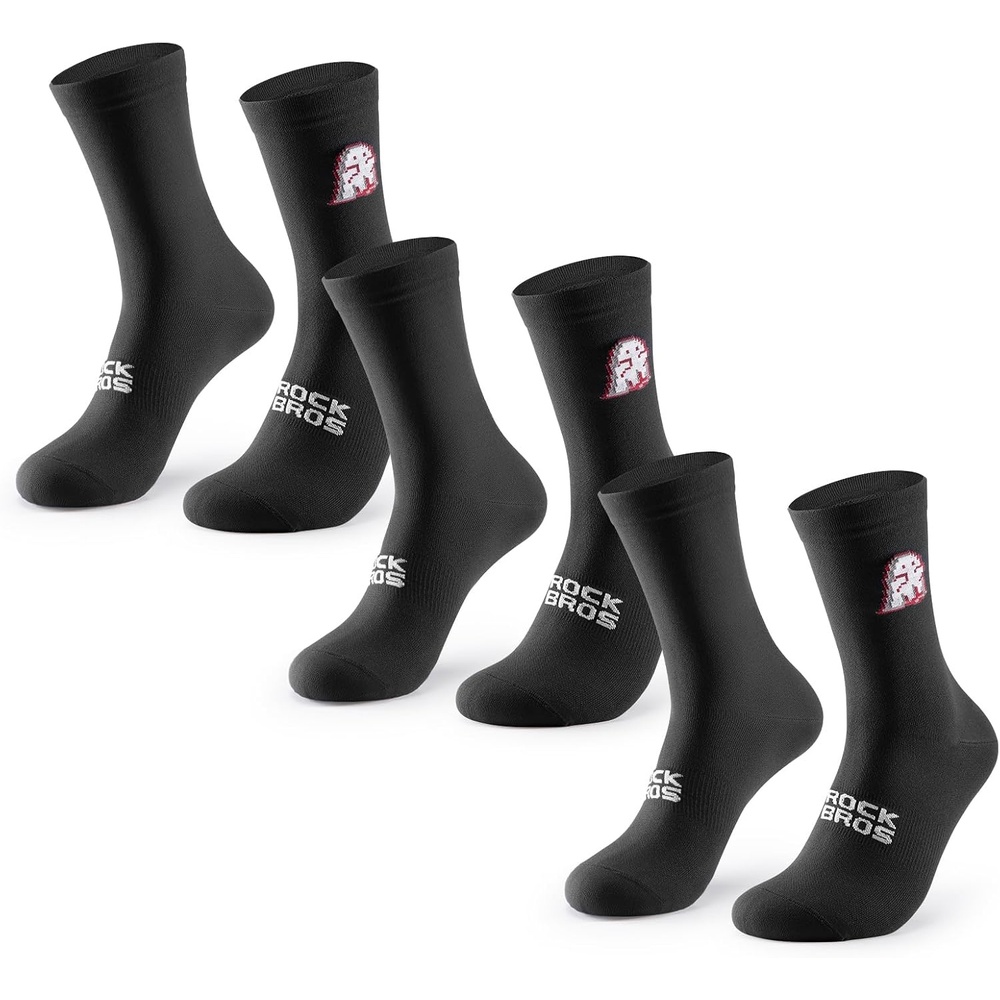 image:imageROCKBROS Athletic Socks Cycling Sock with Wearresistant Heel VNS Halloween Series Breathable Crew Socks 2 amp 3Pack3 X Black