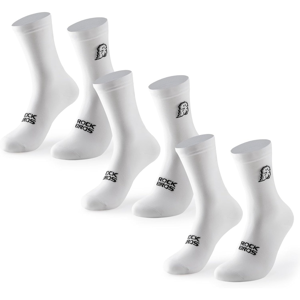 image:imageROCKBROS Athletic Socks Cycling Sock with Wearresistant Heel VNS Halloween Series Breathable Crew Socks 2 amp 3Pack3 X White