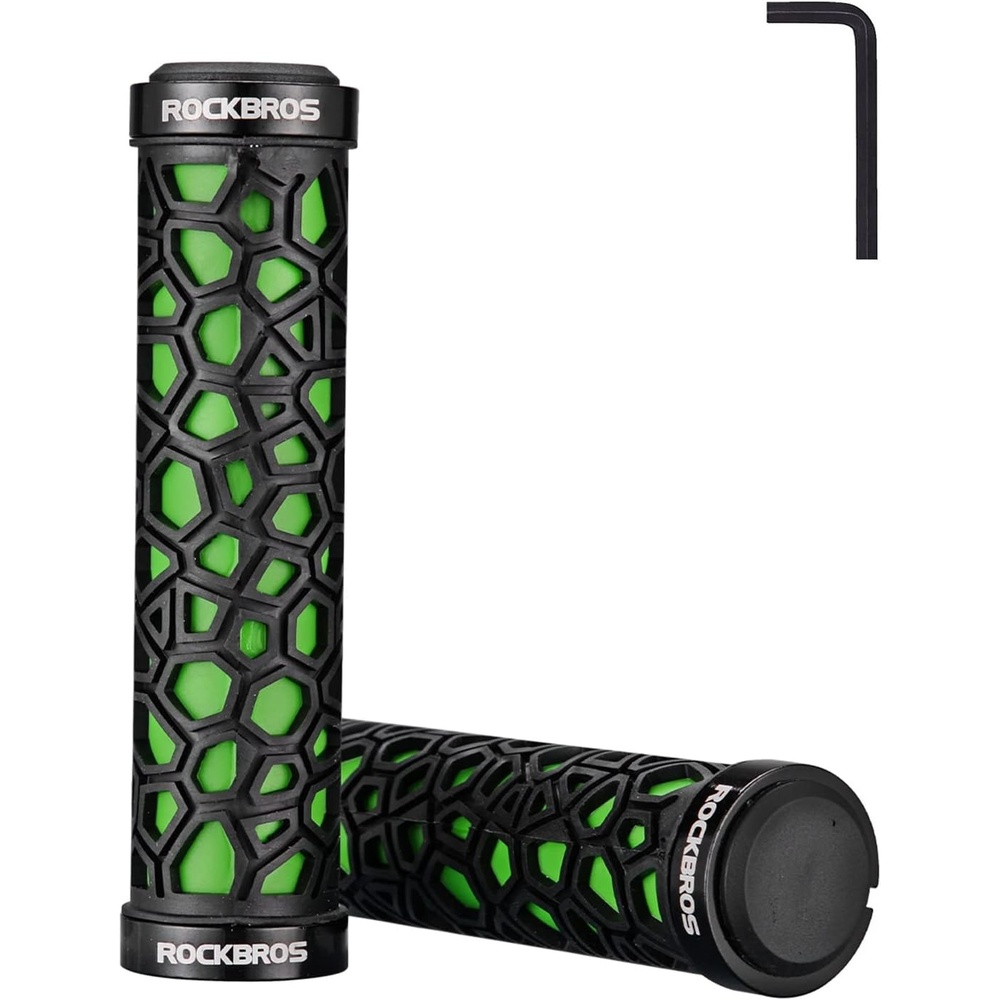 image:imageROCKBROS Bike Handlebar Grips Double Lockon Bike Grips NonSlip Bicycle Handlebar Grips for MTB BMX Scooters Folding Bikes 222mmA3 Green