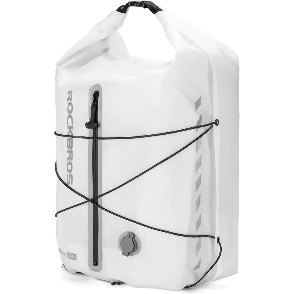 image:imageROCKBROS Bike Panniers Waterproof 23L Bike Rack Bag Adjustable Quick Release Buckles Panniers Bike Bags with Vacuum Compression for Cycling Traveling CommutingWhite
