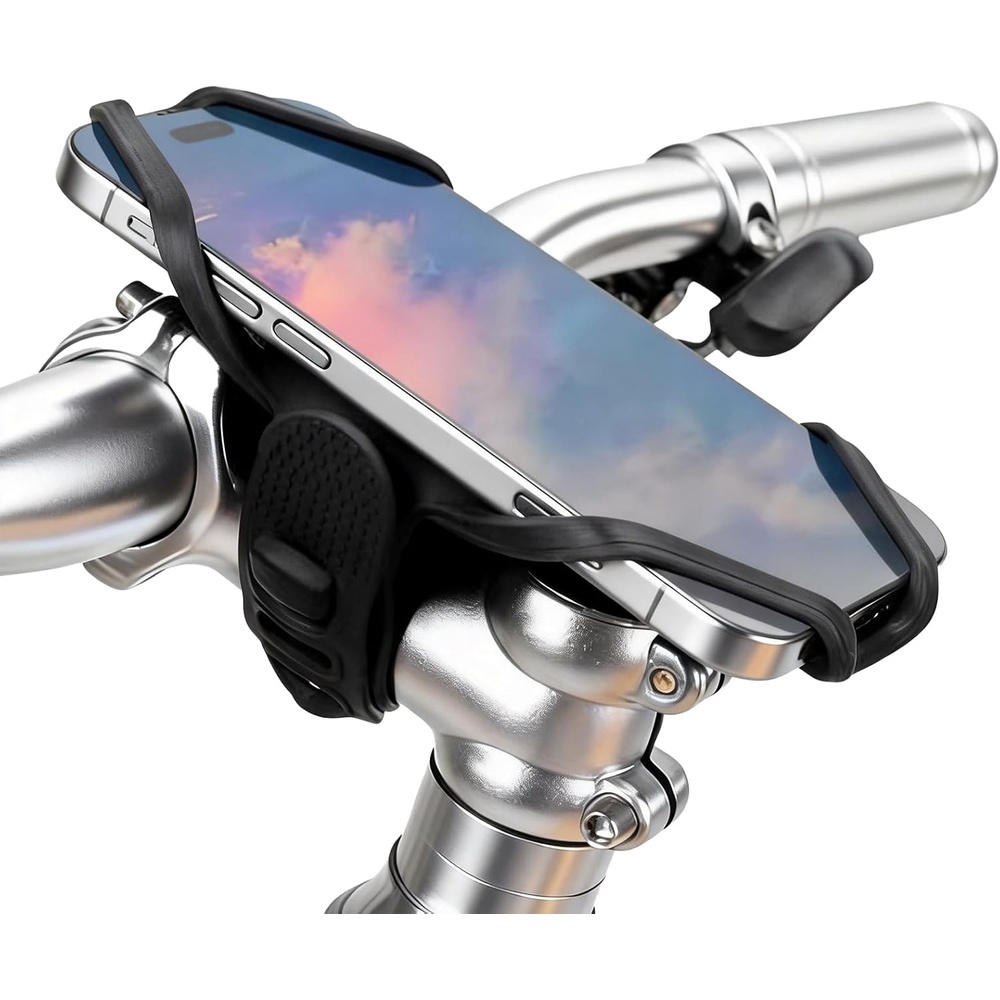 image:imageROCKBROS Bike Stem Phone Mount AntiVibration Silicone Phone Holder for Bike Stem Secure Cell Phone Mount for Mountain amp Road Bike 47 Inch No Shake Sturdy Bicycle Stem Phone Holder