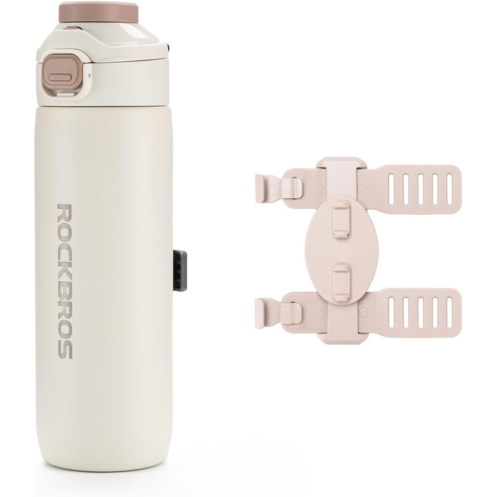 image:imageROCKBROS Bike Water Bottle Insulated Stainless Steel 186oz 550ml Cycling Water Bottle with Straw 2in1 Magnetic Mount for MTB Road Bike Motorcycle Wheelchair