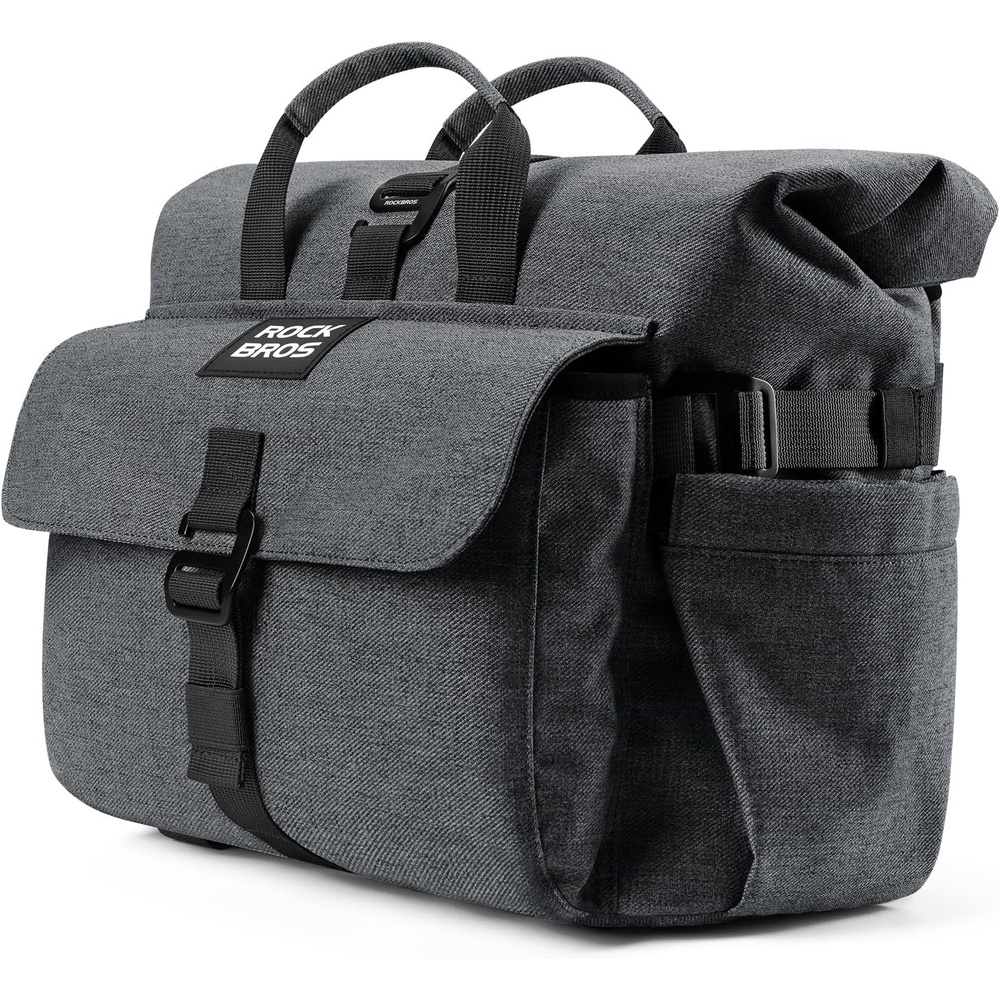 image:imageROCKBROS Brompton Handlebar Bag 9L15L Adjustable Capacity Bag for Brompton Folding BikeMultifunctional RollTop QuickRelease Fit for CommutingBlack