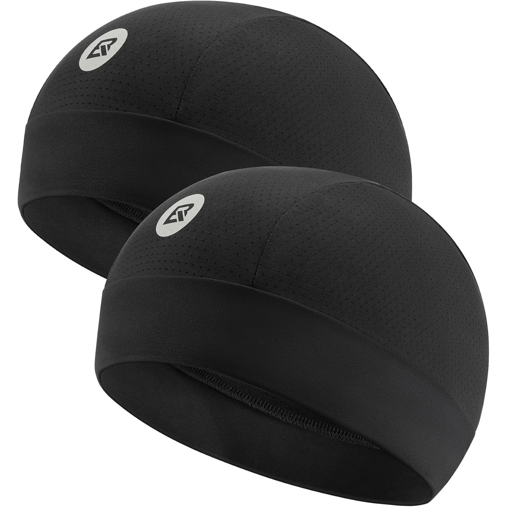 image:imageROCKBROS Cooling Skull Caps for Men WomenHard Hat Liner Helmet Liner Cycling Cap Motorcycle Sweat Wicking Head Wrap 2 PacksBlack 2 Packs