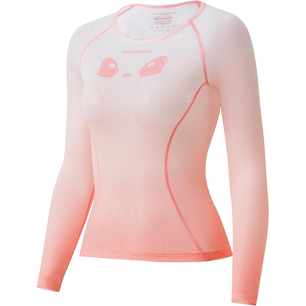image:imageROCKBROS Cycling Base Layer Women Quick Dry Long Sleeve Cycling Jersey Compression Mesh Undershirt Breathable Biker Shirts Pink XLargeXXLarge