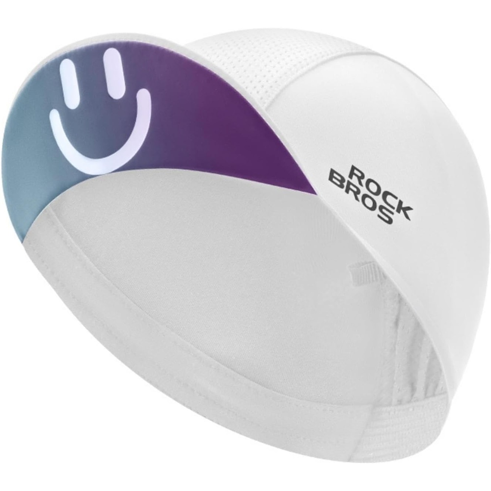 image:imageROCKBROS Cycling Cap Cooling Skull Cap Helmet Liner with Sun Visor Sun Protection Running Bike Hat for Men WomenWhite and Bluepurple Ombre