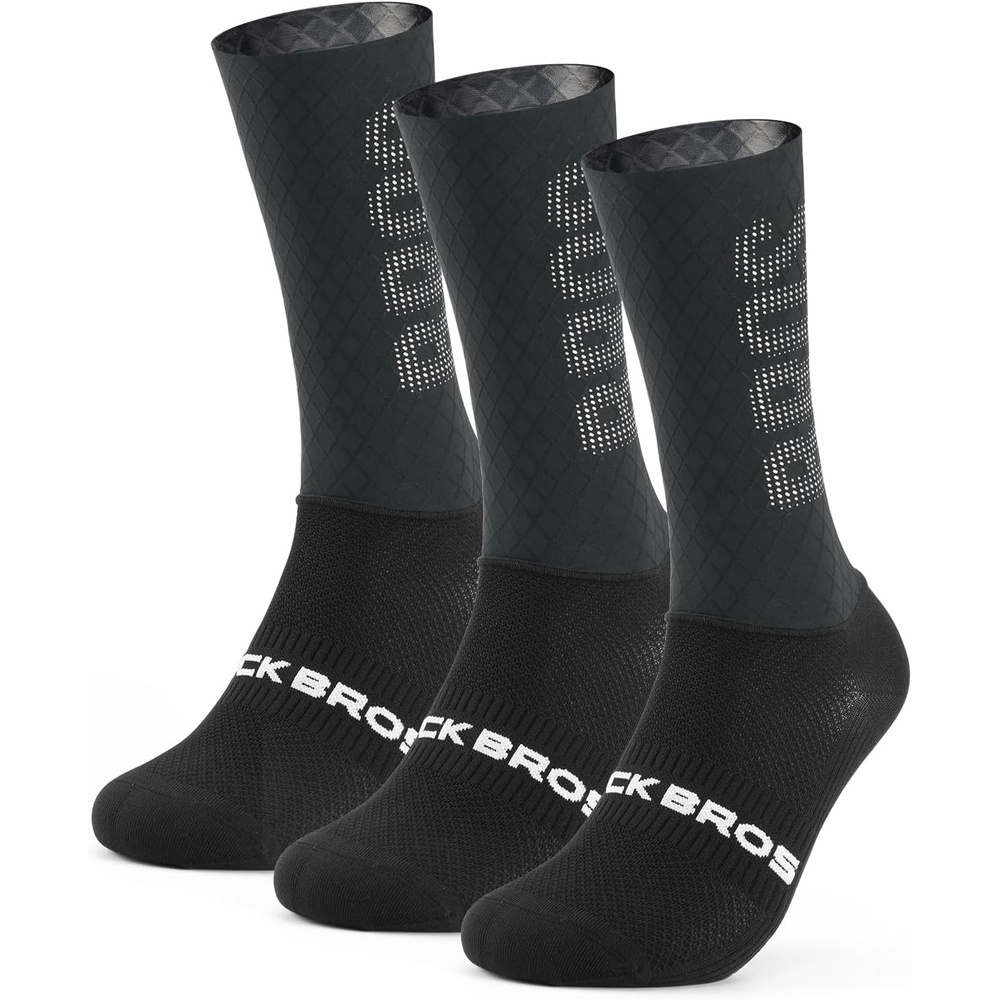 image:imageROCKBROS Cycling Compression SocksCrew LengthNonSlipBreathableampWickingRoadBike Sports and Running for Men Women3PacksBlack Grid3 Pairs