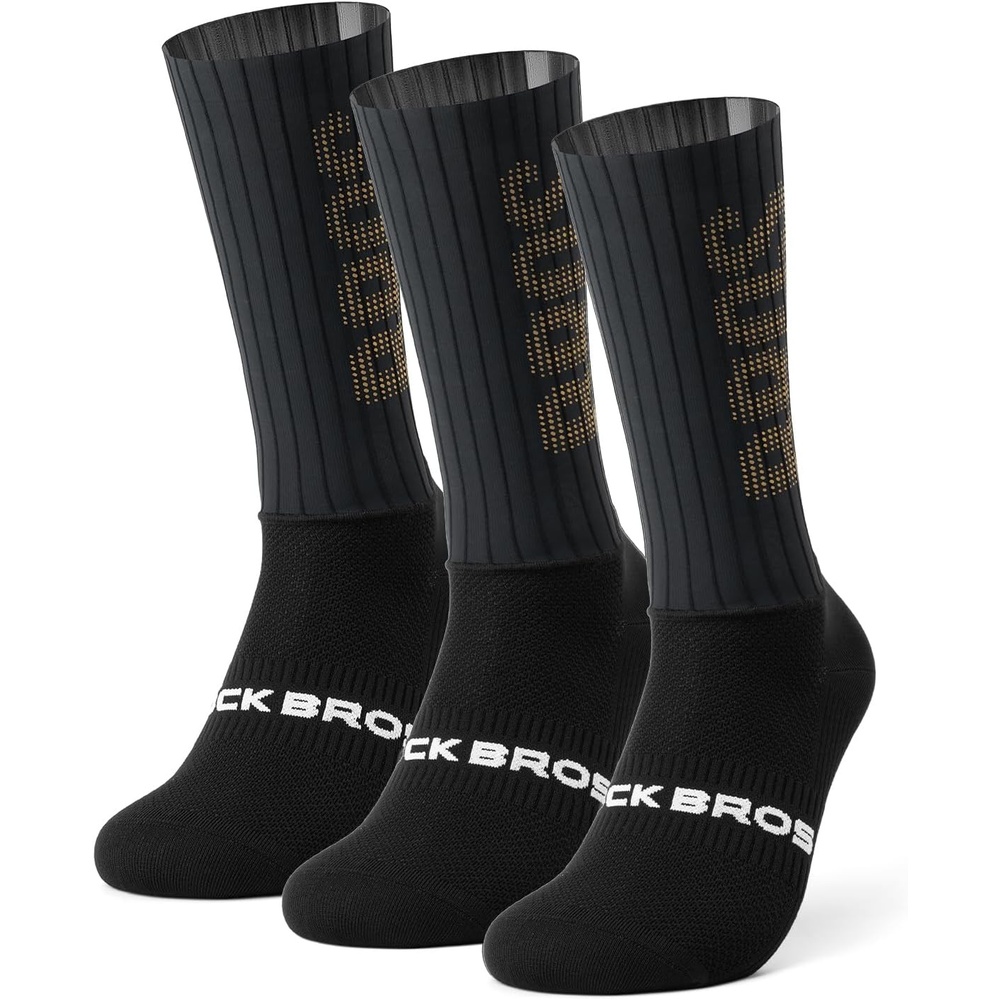 image:imageROCKBROS Cycling Compression SocksCrew LengthNonSlipBreathableampWickingRoadBike Sports and Running for Men Women3PacksBlack Stripe3 Pairs