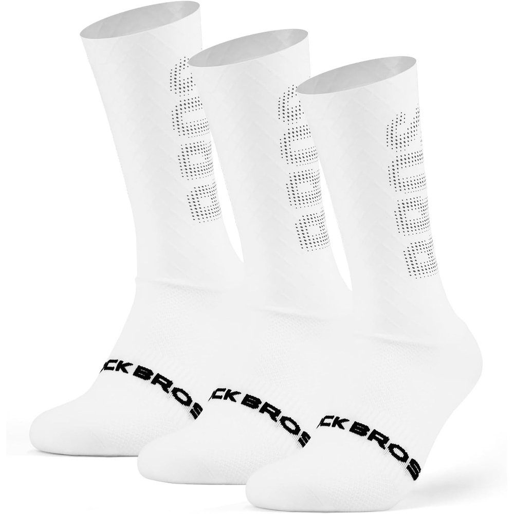 image:imageROCKBROS Cycling Compression SocksCrew LengthNonSlipBreathableampWickingRoadBike Sports and Running for Men Women3PacksWhite Grid Silver Logo3 Pairs