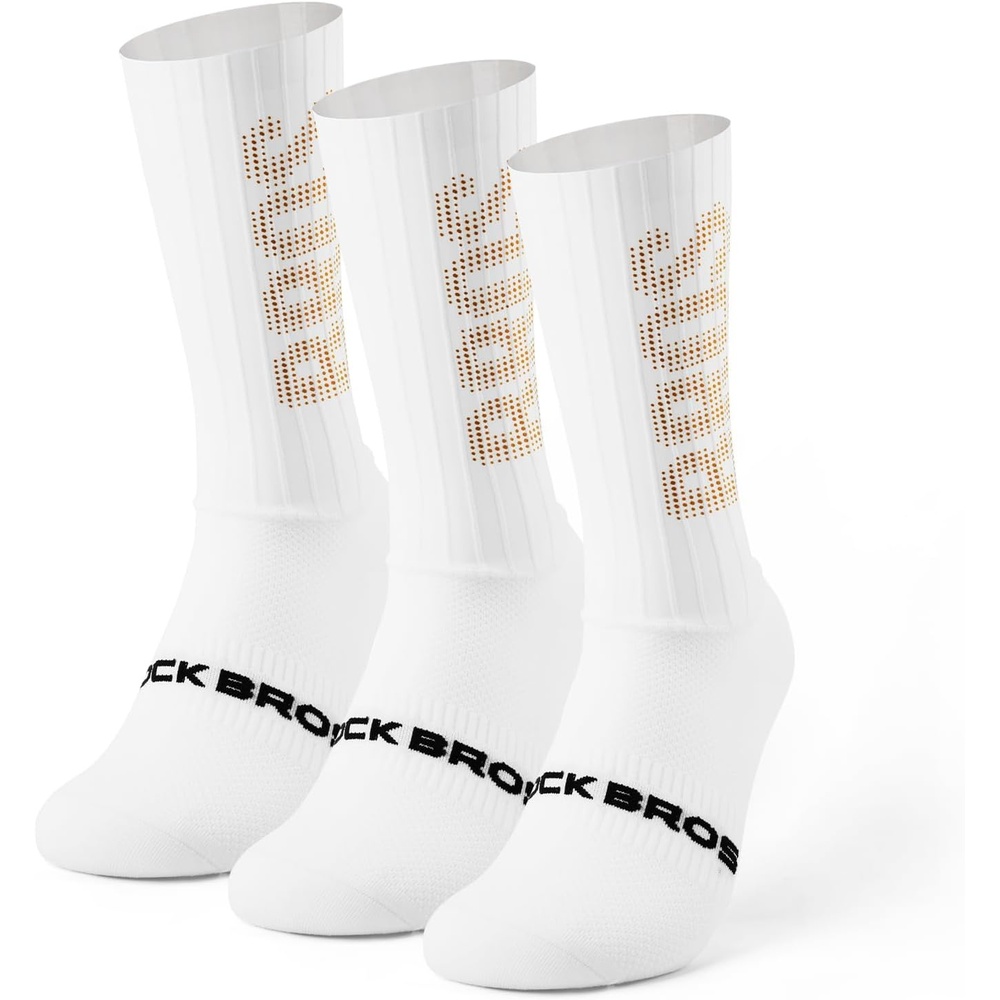 image:imageROCKBROS Cycling Compression SocksCrew LengthNonSlipBreathableampWickingRoadBike Sports and Running for Men Women3PacksWhite Stripes3 Pairs
