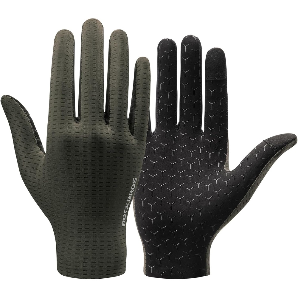 image:imageROCKBROS Cycling Gloves Mountain Bike Gloves Full Finger Cycling Gloves AntiSlip Bicycle Gloves for Men Women Cycling Sportsgreen