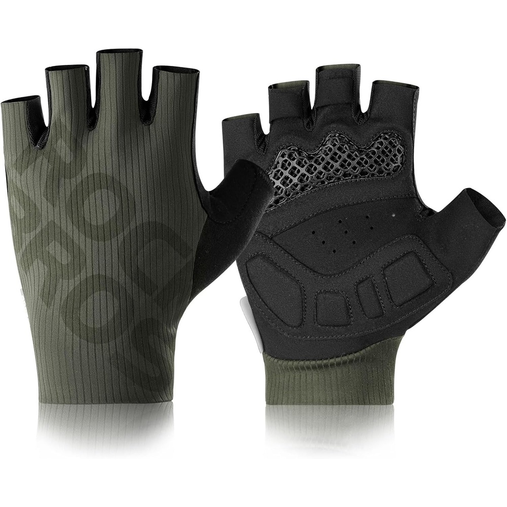 image:imageROCKBROS Cycling Gloves for Men Women 3D Padded Gel Breathable Biking Gloves Touchscreen Compatible Available in Half Finger amp Full Finger for Outdoor SportsHalf Green