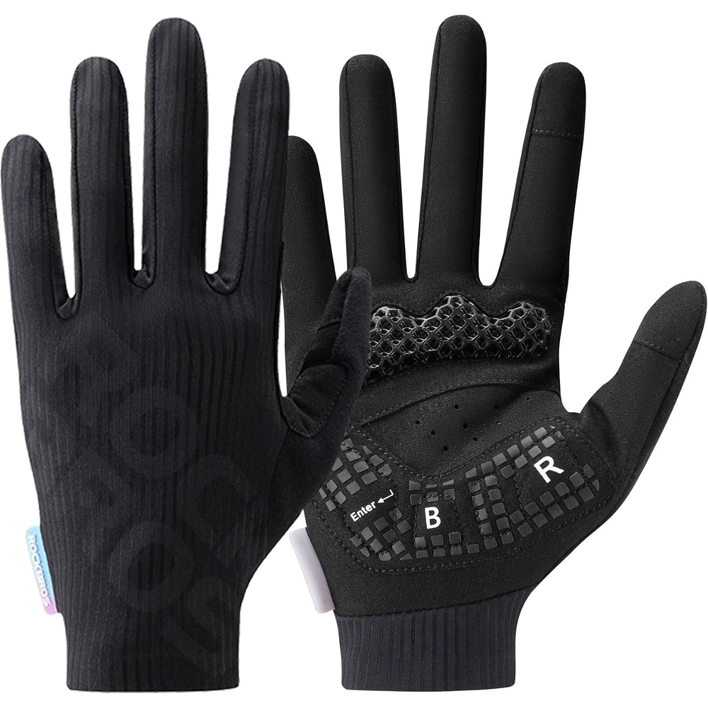 image:imageROCKBROS Cycling Gloves for Men Women 3D Padded Gel Breathable Biking Gloves Touchscreen Compatible Available in Half Finger amp Full Finger for Outdoor SportsFull Black