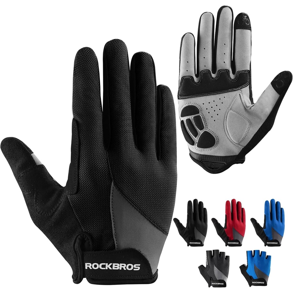 image:imageROCKBROS Cycling Gloves for Men Women Breathable Gel Pad Road Mountain Bike Gloves Touch Screen AntiSlip MTB Gloves for Cycling Workout Outdoor SportsFull Black