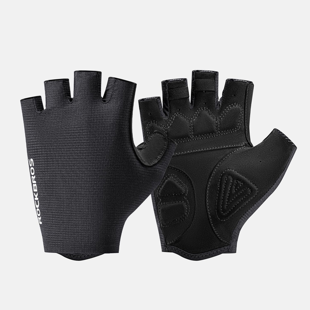 image:imageROCKBROS Cycling Gloves for Men Women Breathable Gel Pad Road Mountain Bike Gloves Touch Screen AntiSlip MTB Gloves for Cycling Workout Outdoor SportsBreathable Half Black
