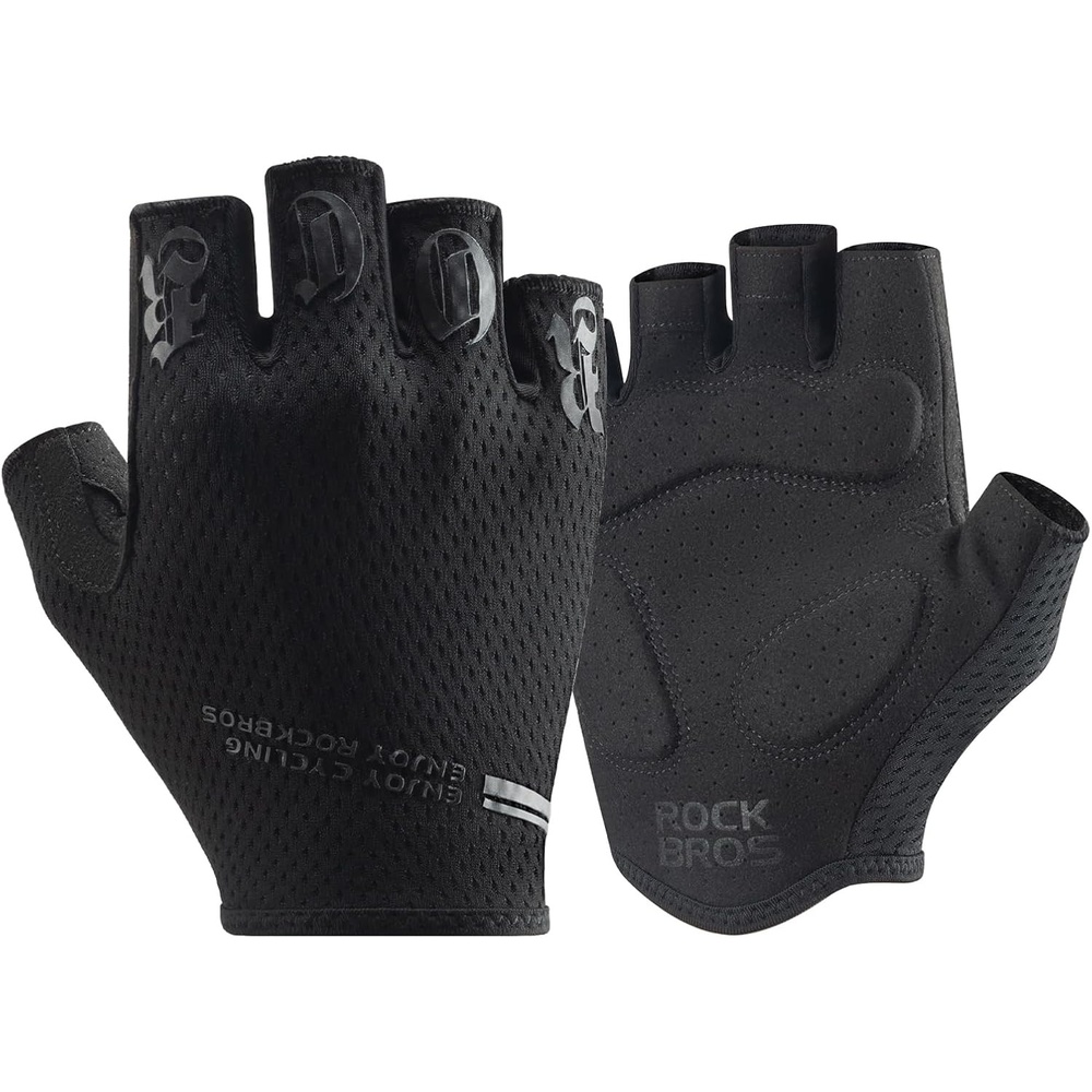 image:imageROCKBROS Cycling Gloves for Men Women Half Finger Breathable Bike Gloves ShockAbsorbing Padded Gloves for Cycling Workout Outdoor SportsBlack