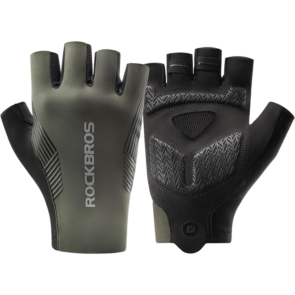 image:imageROCKBROS Cycling Gloves for Men Women Bike Gloves Half Finger with ShockAbsorbing Pad Breathable Mountain Road Biking Motorcycle Gym GlovesBlack Green