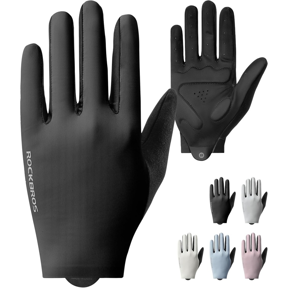 image:imageROCKBROS Cycling Gloves for Men Women SBR Padded Shock Absorbing Bike Gloves Breathable Touchscreen AntiSlip Palm Lightweight for BikingBlack