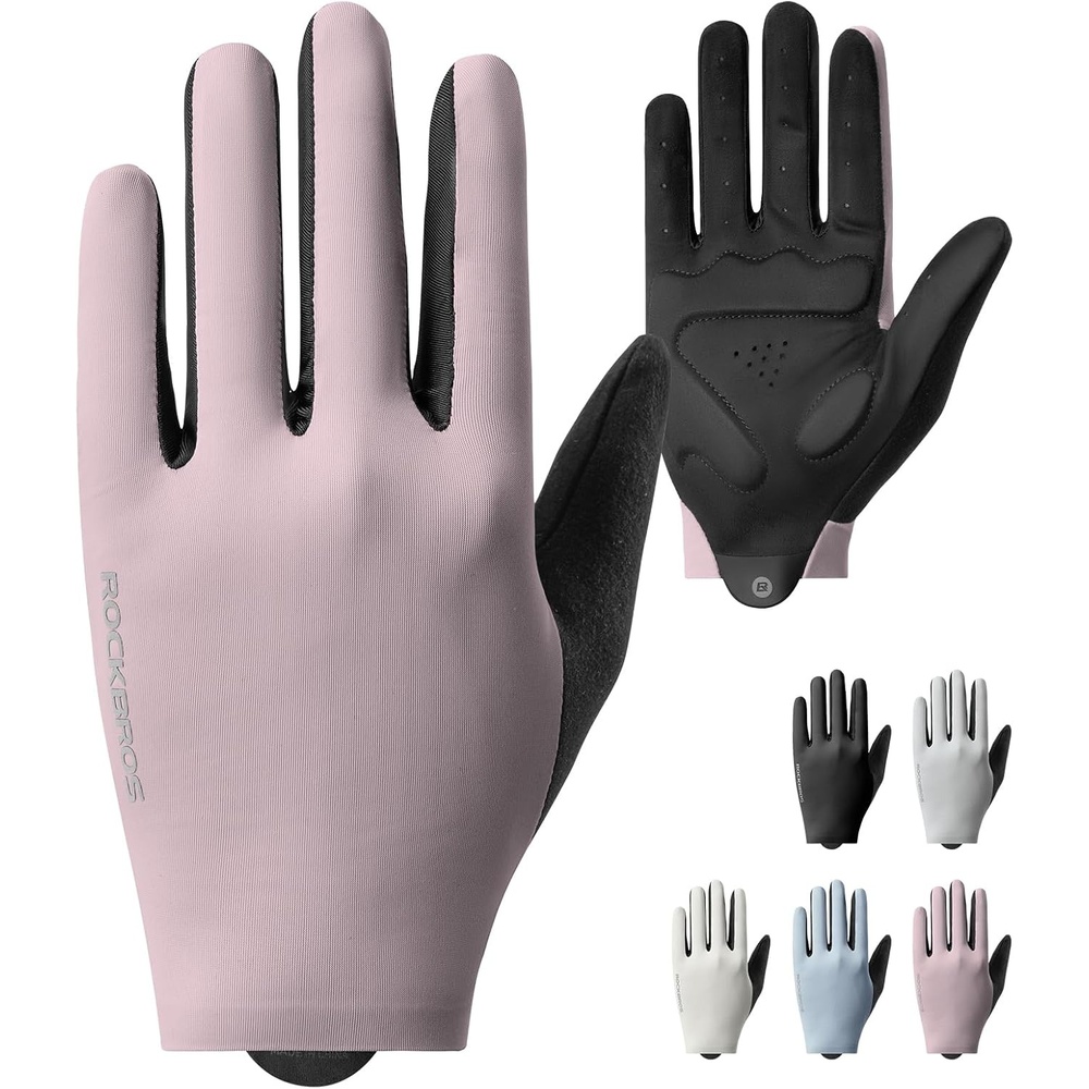 image:imageROCKBROS Cycling Gloves for Men Women SBR Padded Shock Absorbing Bike Gloves Breathable Touchscreen AntiSlip Palm Lightweight for BikingPurple