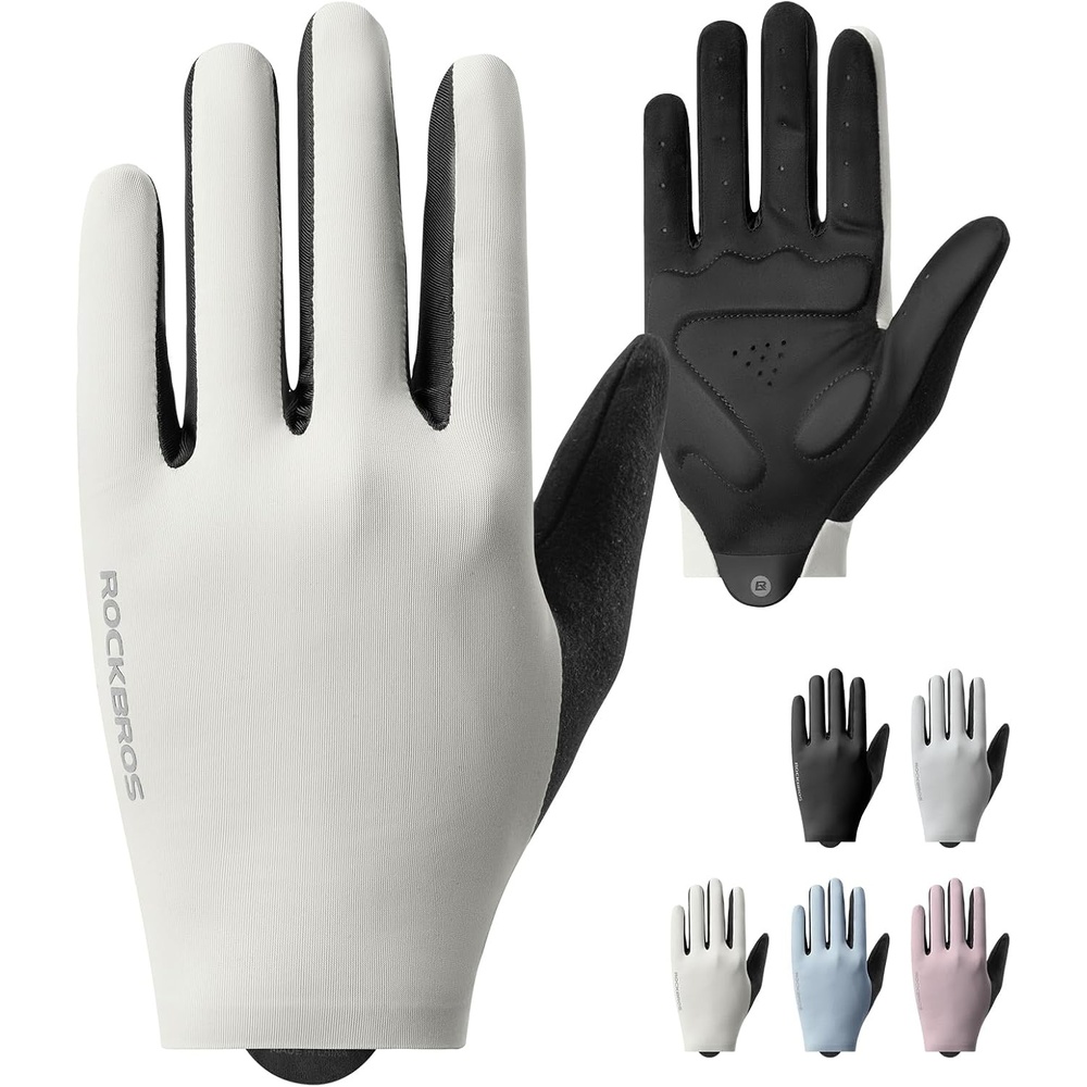 image:imageROCKBROS Cycling Gloves for Men Women SBR Padded Shock Absorbing Bike Gloves Breathable Touchscreen AntiSlip Palm Lightweight for BikingWhite