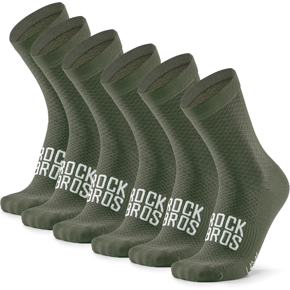 image:imageROCKBROS Cycling Socks for Men Women Breathable Wicking Bike Socks Compression Fit Tall Crew Road to Sky SeriesGreen3 Pairs