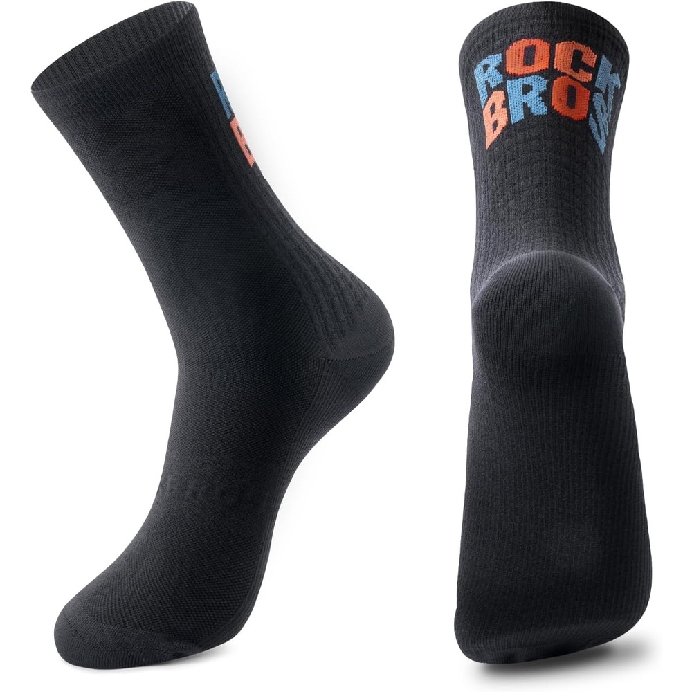 image:imageROCKBROS Cycling SocksCrew Length Bike SocksShockAbsorbing amp NonSlip4Season Versatilefor Men WomenBlack1 Pair