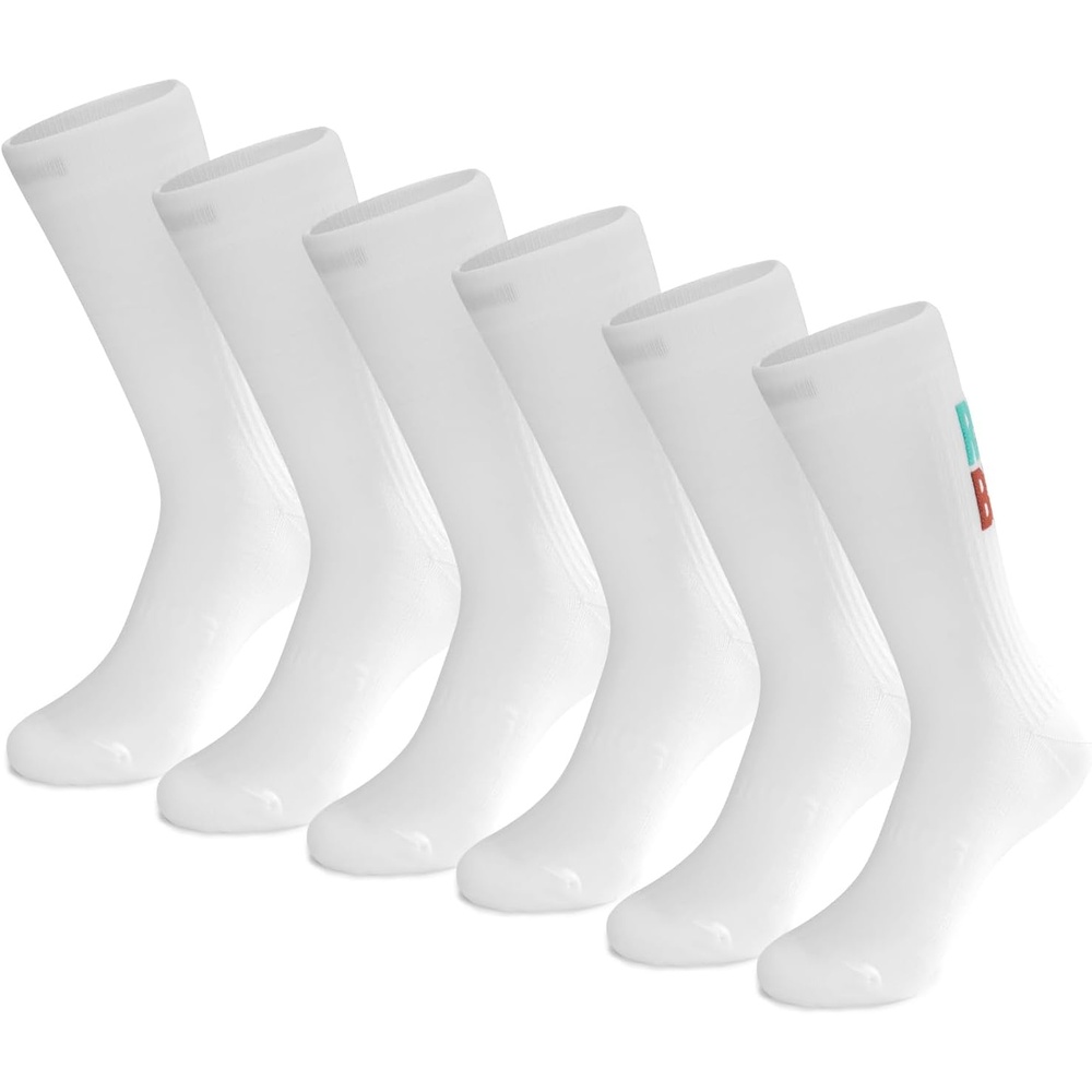 image:imageROCKBROS Cycling SocksCrew Length Bike SocksShockAbsorbing amp NonSlip4Season Versatilefor Men WomenWhite3 Pair