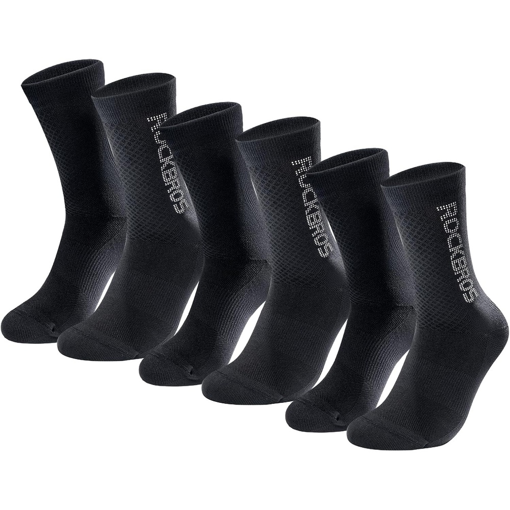 image:imageROCKBROS Cycling SocksCrew LengthBreathable amp NonSticky with reflective logoAll Seasons for Men Women Bike SocksBlack3 Pairs