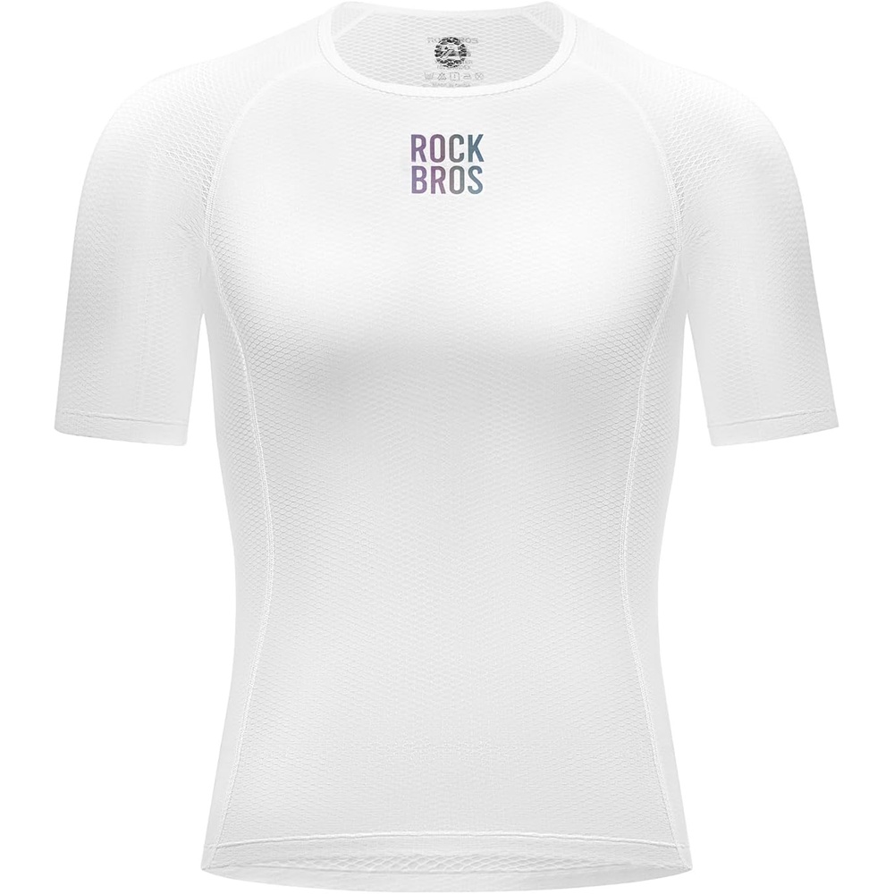 image:imageROCKBROS Mens Cycling Jersey 3D Mesh Compression Shirts Quick Dry Short Sleeve Base Layer for Road amp Mountain Biking White