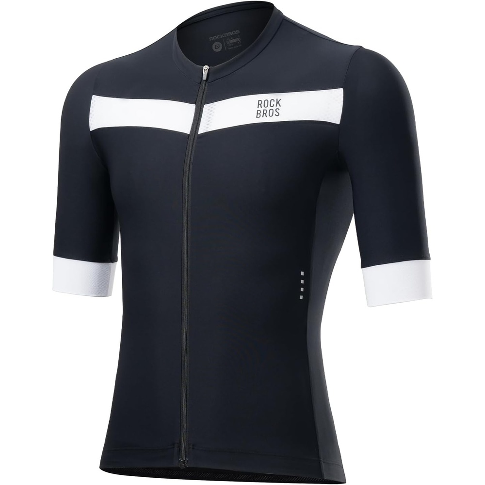 image:imageROCKBROS Mens Cycling Jersey Short Sleeve DualZone Ventilation SlimFit Full Zip 3 Pockets Lightweight Road MTB Biking