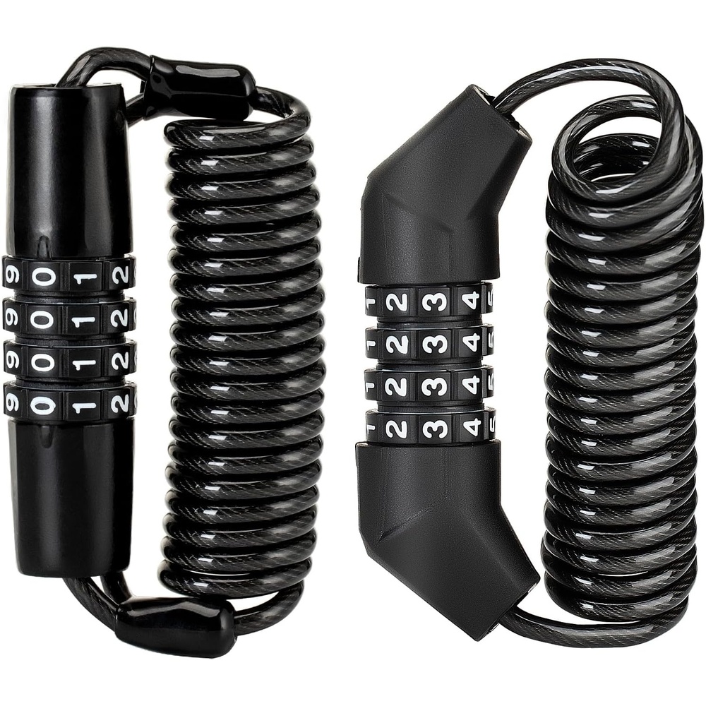 image:imageROCKBROS Motorcycle Helmet Lock with Retractable 4Digit Cable Lock for Bikes Strollers LuggageStraightBend