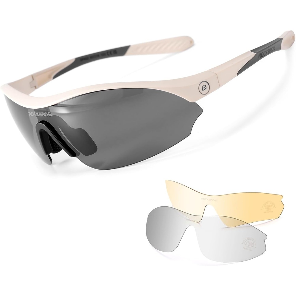 image:imageROCKBROS Polarized Sports Sunglasses with 3 Interchangeable Lens Cycling Sun Glasses for Men Women Baseball Running GolfGray Polarized Lens Gray Black Frame