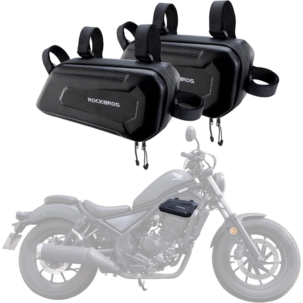 image:imageROCKBROS Triangle Side Bag EVA Hard Shell Motorcycle Storage Bags Waterresistant Tail Bag 2PcsBlack