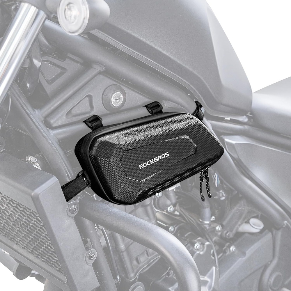 image:imageROCKBROS Triangle Side Bag EVA Hard Shell Motorcycle Storage Bags Waterresistant Tail Bag 2PcsBlackleft