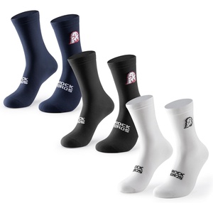 ROCKBROS Athletic Socks Cycling Sock with Wear-resistant Heel, VNS Halloween Series Breathable Crew Socks, 2 & 3-Pack(Multicolork(1 X Black 1 X White 1 X Blue))